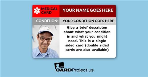 Create your Own Medical Card Single Sided with Photo